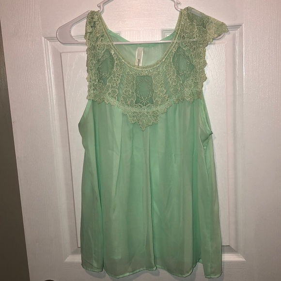 Mint Green Lace Top - Picture 1 of 2